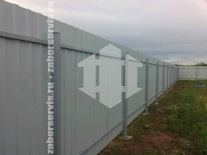 Забор из профнастила синий 75 метров