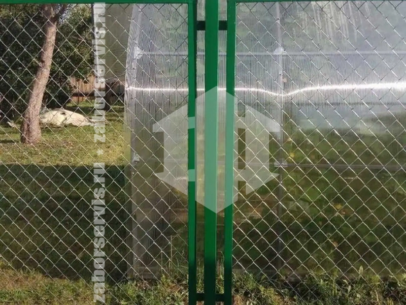 Забор из сетки рабицы в натяг секционный 6 соток